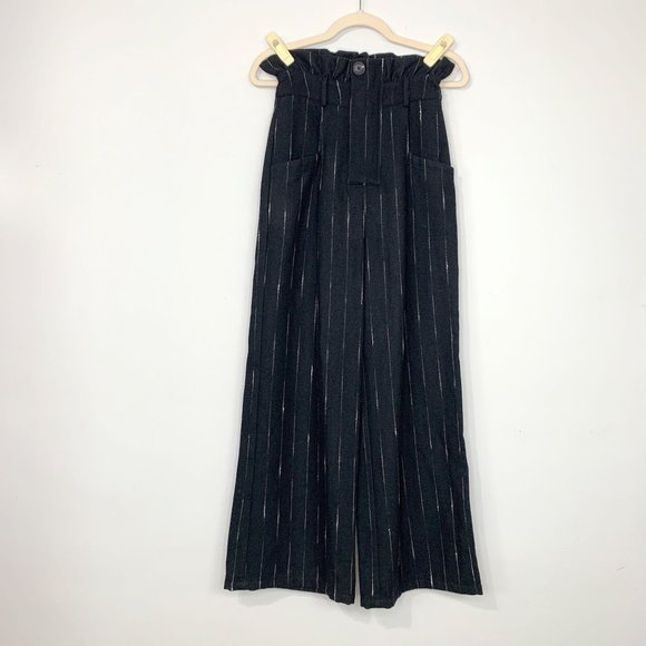 Line & Dot Pants - NWT LINE AND DOT x Revolve Black‎ High Rise Wool Blend Paper Bag Trouser Sz XS